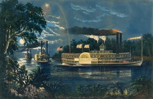 Rounding a Bend on the Mississippi - The Parting Salute, 1866