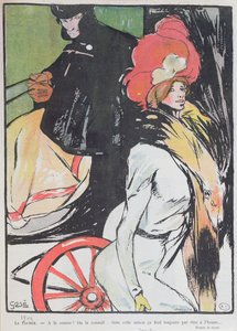 Cartoon depicting a cabman with a courtesan, 1901 by Francesc Xavier Gosé