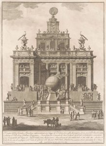The Seconda Macchina for the Chinea of 1785: A Pleasure Palace with an Air Balloon by Francesco Barbazza, after Giuseppe Palazzi
