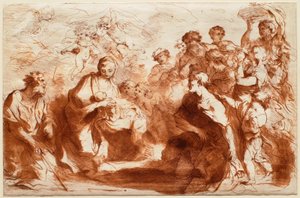 Adoration of the Shepherds with Joseph Kneeling Left by Francesco Bartolozzi