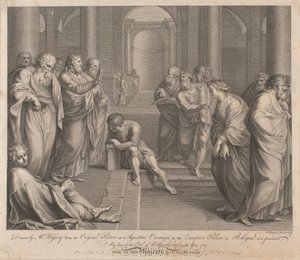 Christ Blessing Adulterous Woman with Bound Wrists in a Temple by Francesco Bartolozzi