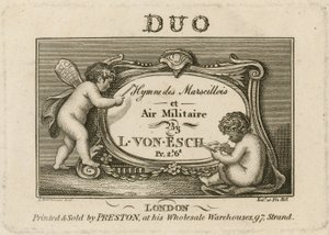 Title Plate for Hymn des Marscillois et Air Militaire by Francesco Bartolozzi