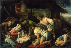 The Adoration of the Shepherds by Francesco Bassano
