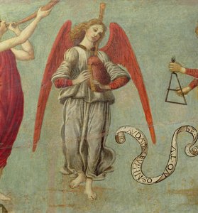 Angel playing the bagpipe (detail) by Francesco Botticini