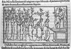 Engraving in "Hypnerotomachia Polyphili" (The Dream of Poliphilo) by Dominican Monk Francesco Colonna, Venice