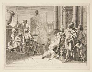 Apelles Painting Campaspe, the Mistress of Alexander the Great, One of a Series of Eight Prints (Varii Baccanali et Istorie) by Francesco Fontebasso