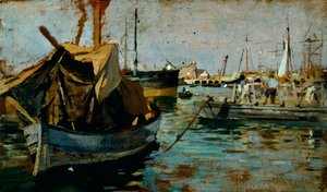 At work in port of Livorno (Leghorn) by Francesco Gioli
