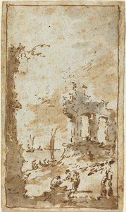 A Capriccio of Ruins by the Lagoon by Francesco Guardi