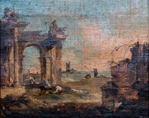 Caprice with figures and ruins, circa 1775-1780 by Francesco Guardi