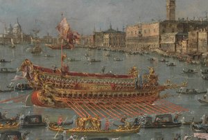 The Bucintoro Festival of Venice. The Bacino di S. Marco with the Bucintoro, the Doge