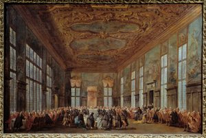 The Doge of Venice Alvise IV Mocinego offers breakfast to ambassadors by Francesco Guardi