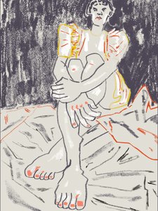 Contemplative Woman Sitting by Francesco Gulina