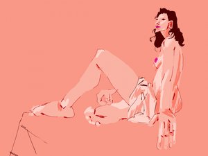 Girl Sitting Pink by Francesco Gulina