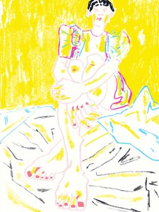 Vibrant Sitting Figure by Francesco Gulina