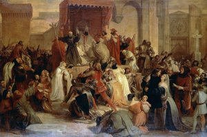 Pope Urban II preaching First Crusade in square in Clermont