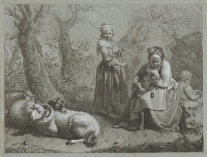 Three Shepherdesses with Sheep