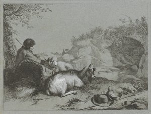 Shepherd with Sheep and Goat (series title: Shepherd Scenes)