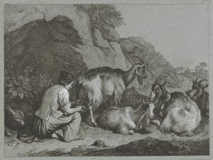 Shepherdess with Herd of Goats (Shepherd Scenes series)