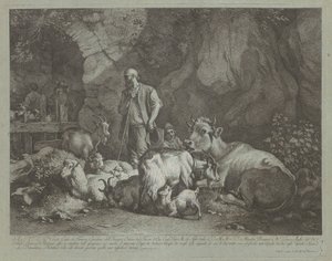 Old, Bald-headed Shepherd, Seated Shepherd Boy and Flock by Francesco Londonio