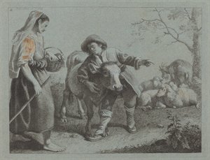 Shepherd Pointing Out the Direction to a Shepherdess by Francesco Londonio