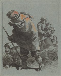 Shepherd with Walking Stick and a Peasant Woman with Child, 1758-1759