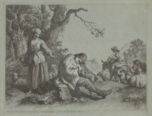 Sleeping Shepherd Boy and Woman with a Child