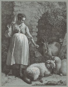 Woman Spinning Yarn by an Arch by Francesco Londonio