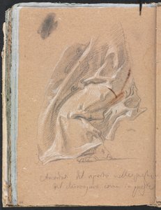Verona Sketchbook: Drapery study with foot and inscription (page 88) by Francesco Lorenzi