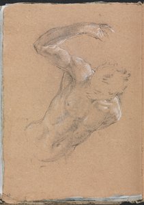 Verona Sketchbook: Male Nude with Upraised Right Arm (Page 32) by Francesco Lorenzi