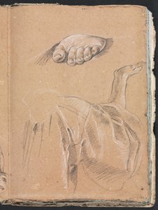 Verona Sketchbook: Study of a Left Foot and Drapery Study with Right Arm, Page 79, 1760 by Francesco Lorenzi