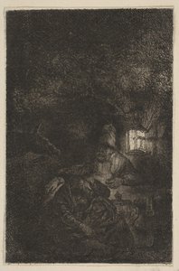 The Rest on the Flight into Egypt: A Night Piece (reverse copy) by Francesco Novelli