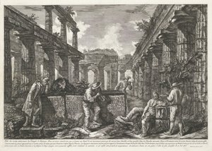 Title Print with Remains of the Temple of Neptune in Paestum by Francesco Piranesi