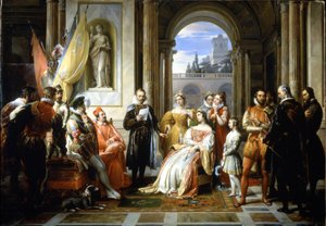 Torquato Tasso reading his Jerusalem Delivered at the court of Ferrara by Francesco Podesti