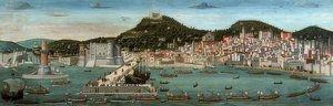 Tavola Strozzi. View of Naples, the Fleet of the Aragonese Entering the Harbor on July 12, 1465