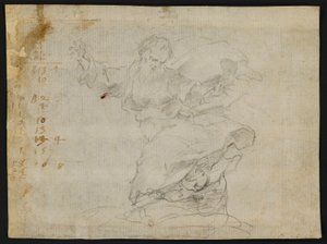 Studies for Christ Giving a New Heart to Saint Catherine of Siena (recto); God the Father in the Air with Arms Outstretched (verso) by Francesco Vanni