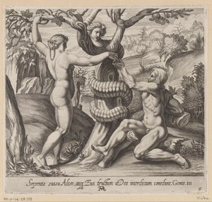 Eve Offering the Forbidden Fruit to Adam by Francesco Villamena