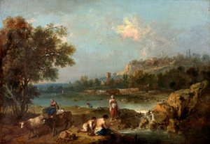 River Scene with Peasants