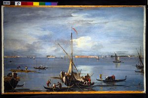 A View in the Venetian Lagoon by Francesco and/or Gian Antonio (1699 1761) Guardi