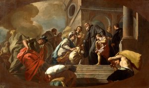 Dream of St Benedict by Francesco De Mura, (detail)
