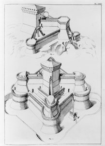 Fortresses designed to enable defense against attack from any direction by Francesco di Giorgio (after) Martini