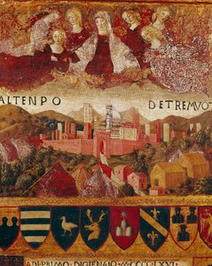 Ex voto: The Virgin Mary protecting the city of Siena at the time of the earthquakes of 1466-1467 (detail)