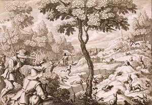 Cony Catching (engraved by Wenceslaus Hollar, 1671) by Francis Barlow
