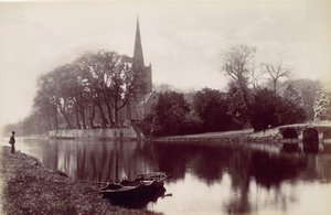 Stratford-on-Avon Church, from the Avon, 1870s