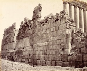 Western End of the Outer Wall of the Temple of the Sun, Baalbek by Francis Bedford