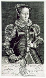 Portrait of Mary I (1516-58) Holding the Supplication of Thomas Hongar, engraved by the artist, pub. by Compton Holland by Francis Delaram