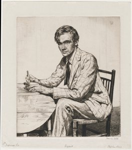 Stephen Bone Cutting a Wood Block by Francis Dodd