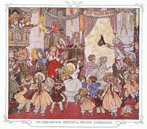 The marriage was beautiful beyond expression, from The Magic Fishbone published by Warne & Co, circa 1940 by Francis Donkin Bedford