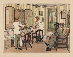 Victorian Gents at a Barber Shop, from The Book of Shops by Francis Donkin Bedford