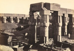 Colonnade of the courtyard of the festival of Amenhotep III in the temple of Luxor, Egypt by Francis Frith
