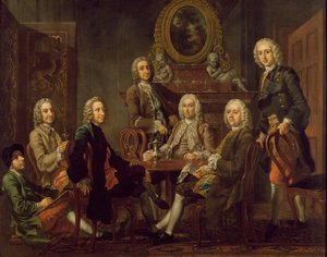 Portrait of a group of gentlemen, with the artist by Francis Hayman